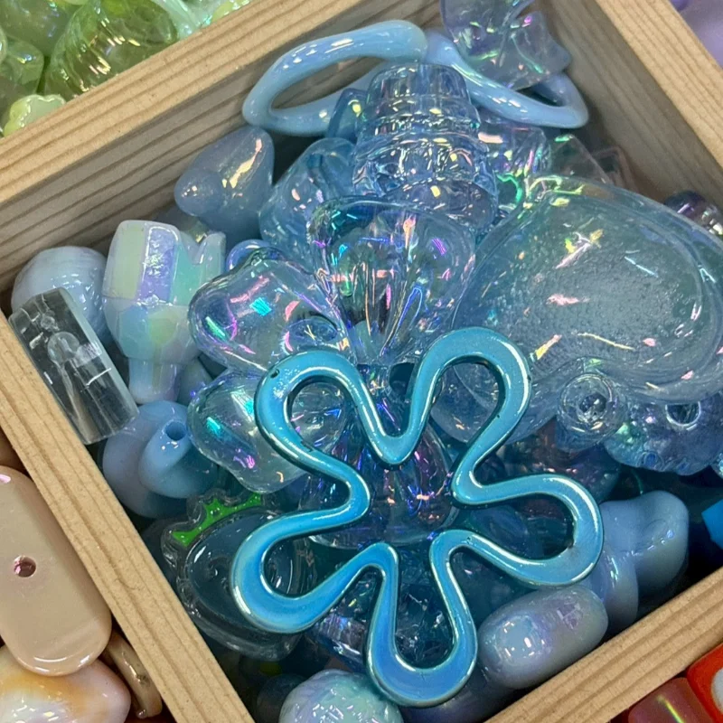 Sky Blue Aurora Borealis Acrylic Craft Bead & Charm Assortment
