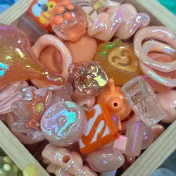 Juicy Orange & Sweet Peach Iridescent Acrylic Craft Bead Assortment