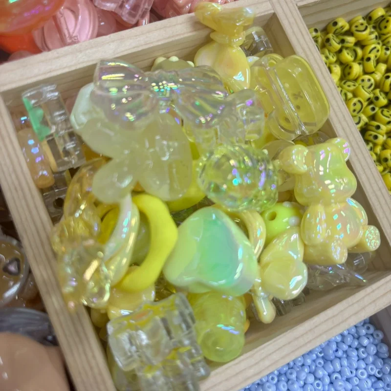 Sunshine Yellow Aurora Borealis Acrylic Craft Bead & Ring Assortment