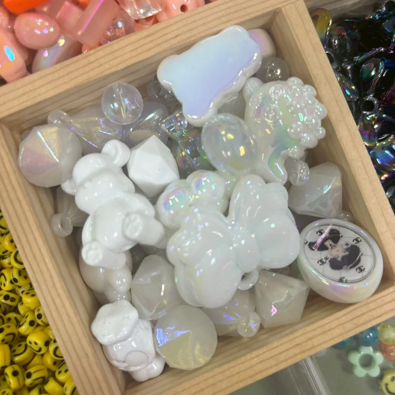 Pure White Pearlized & Iridescent Acrylic Craft Bead Assortment