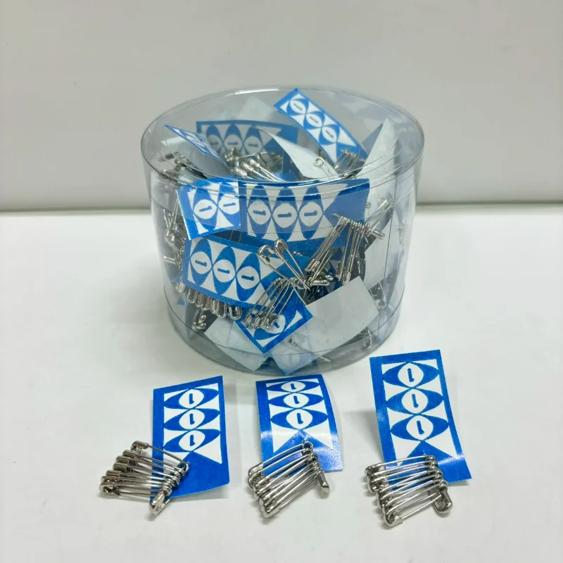 Assorted Office & Tailoring Safety Pins in Clear Acrylic Cylinder Tub (Bulk Pack)