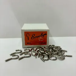 L-Shaped Zinc-Plated Screw Eyes & Right-Angle Cup Hooks (Rabbit Brand - 1 Gross Box)