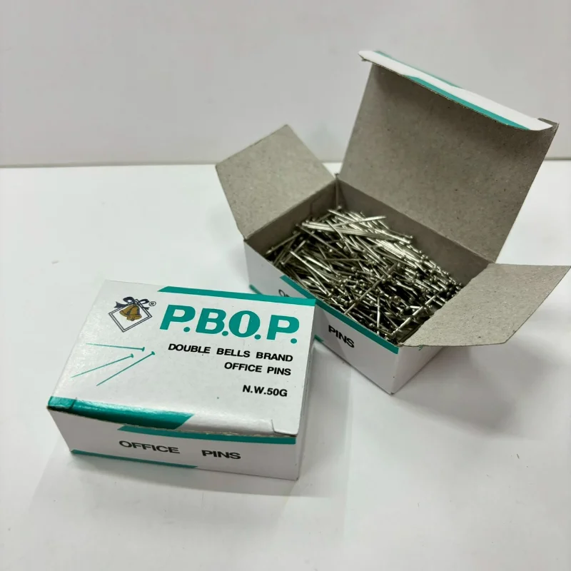 Double Bells Brand P.B.O.P. Plated Metal Office Pins (50-Gram Bulk Box)